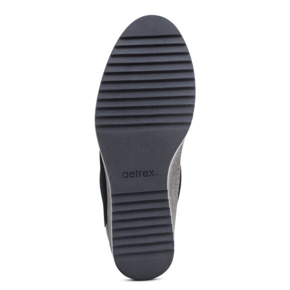 Aetrex Kara Ankle Wedge Boot Suede Leather Bootie | 38 EU (7.5-8) Black NEW - Picture 7 of 8